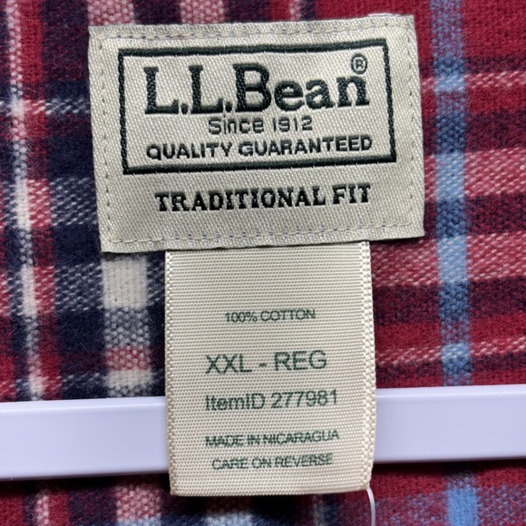 L.L.Bean Men's Maritime Red Chamois Plaid Flannel Shirt XXL Traditional Fit NWT - Picture 4 of 13